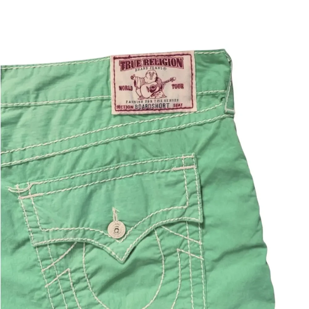 True Religion Cotton Blend Cargo Utility Streetwear Green Shorts | Size 40